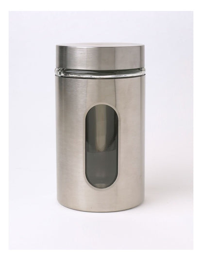 Stainless Steel Canister with Window Set of 3 600ml in Silver