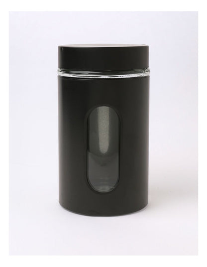 Stainless Steel Canister with Window Set of 3 600ml in Black