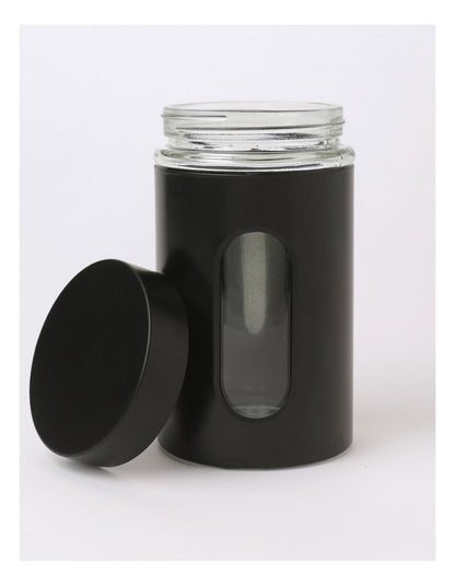 Stainless Steel Canister with Window Set of 3 600ml in Black