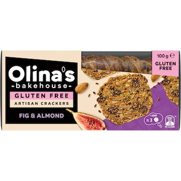Olina's Bakehouse Gluten Free Artisan Crackers Fig & Almond 100g