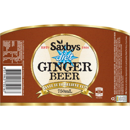 Saxbys Diet Ginger Beer 750ml