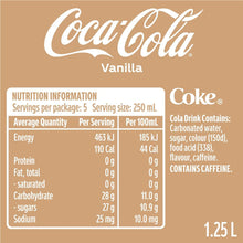 Coca-Cola Vanilla Soft Drink Bottle 1.25l