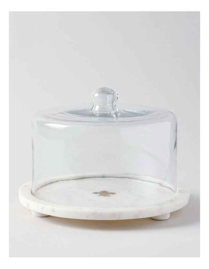 Avery Marble & Glass Cake Stand 26x26cm in White