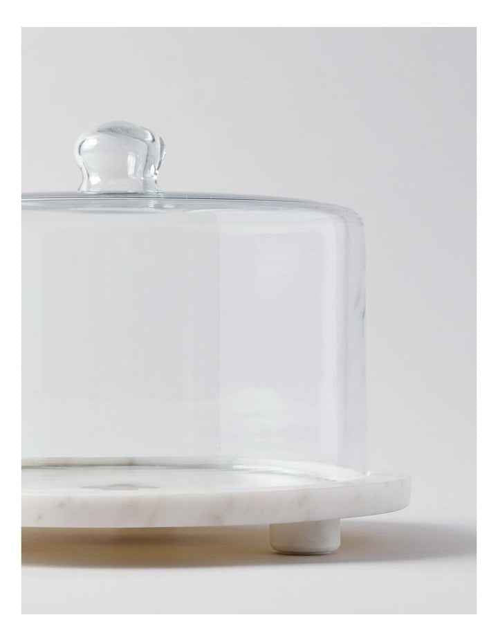 Avery Marble & Glass Cake Stand 26x26cm in White