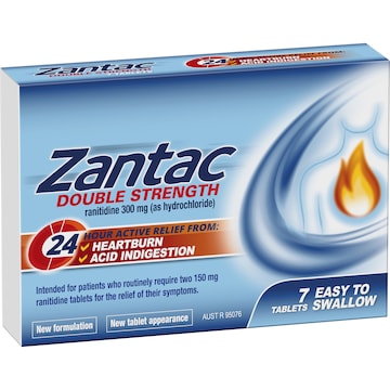 Zantac Double Strength Ranitidine 300mg Tablets 7 pack