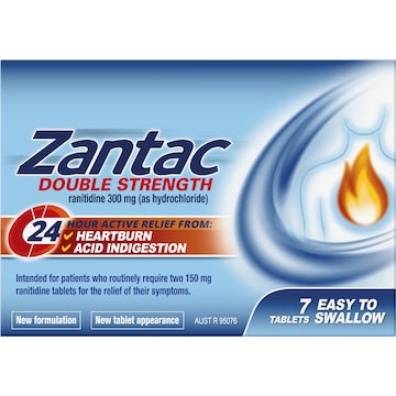 Zantac Double Strength Ranitidine 300mg Tablets 7 pack