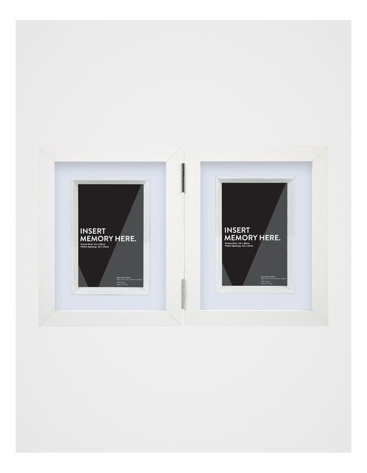 White Double Photo Frame 15x20cm