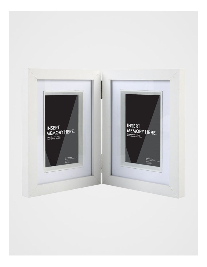 White Double Photo Frame 15x20cm