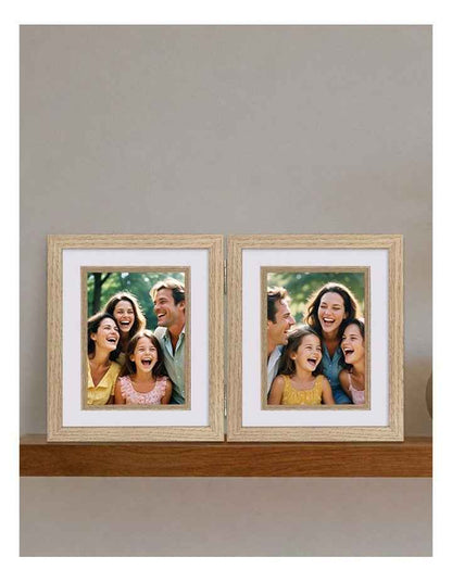 Natural Double Photo Frame 20x25cm
