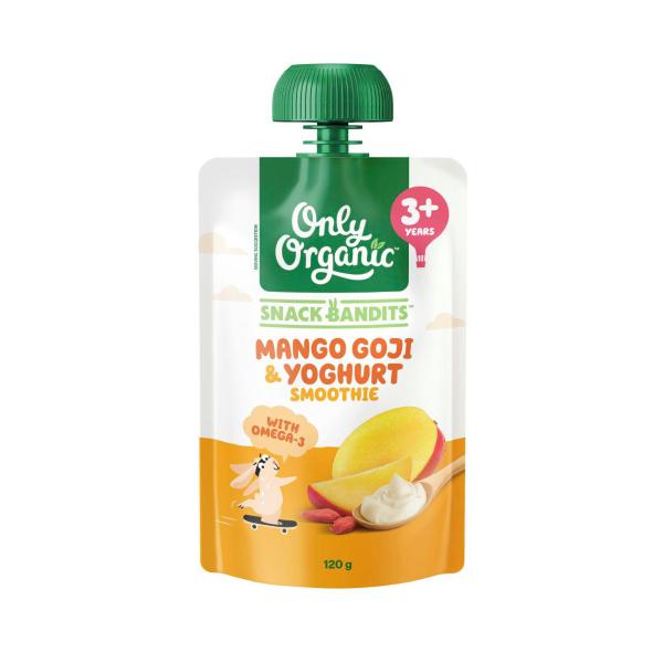 ONLY ORGANIC SNACK BANDITS MANGO GOJI & YOGHURT SMOOTHIE 3+ YEARS 120G