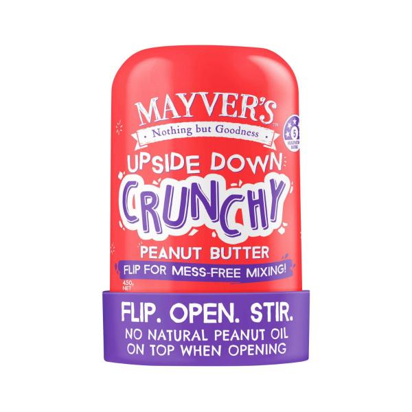 MAYVER'S UPSIDE DOWN CRUNCHY PEANUT BUTTER 450G