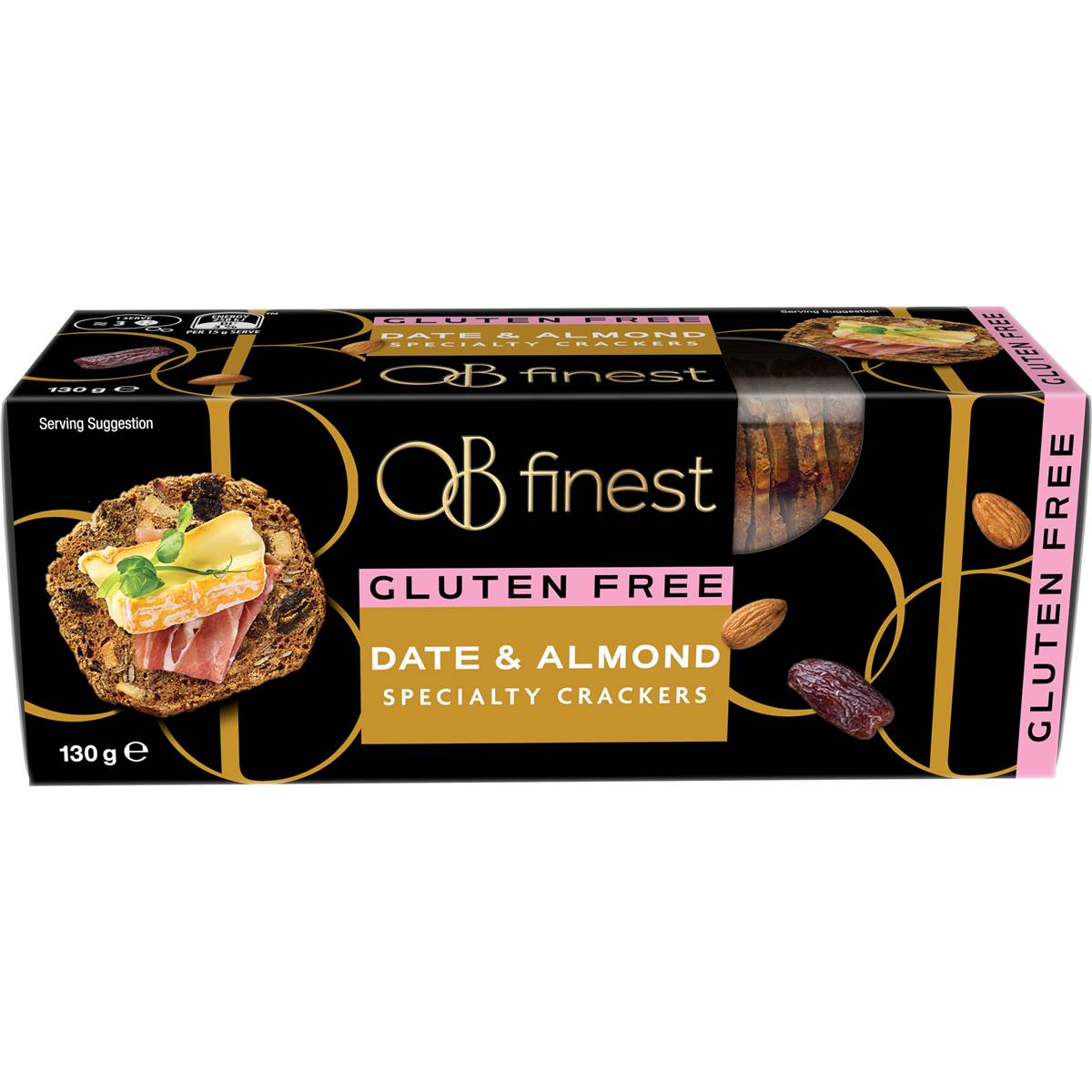 OB Finest Gluten Free Date & Almond Crackers 130g