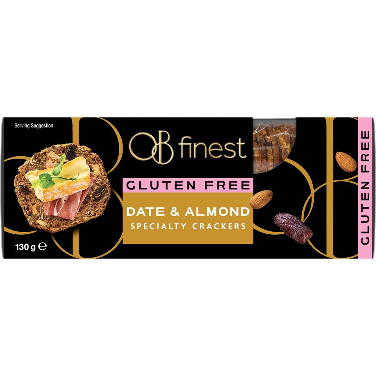 OB Finest Gluten Free Date & Almond Crackers 130g