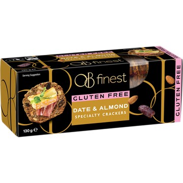 OB Finest Gluten Free Speciality Crackers Date & Almond 130g