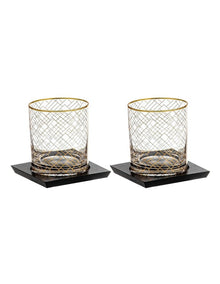 Winston Whisky Glass and Coaster Set 2 Pack in Clear