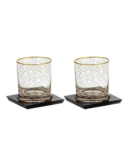 Winston Whisky Glass and Coaster Set 2 Pack in Clear