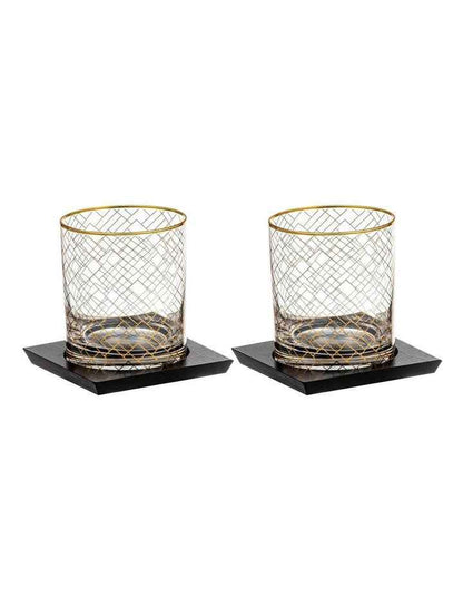Winston Whisky Glass and Coaster Set 2 Pack in Clear