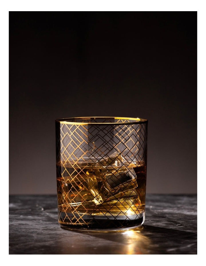 Winston Whisky Glass and Coaster Set 2 Pack in Clear