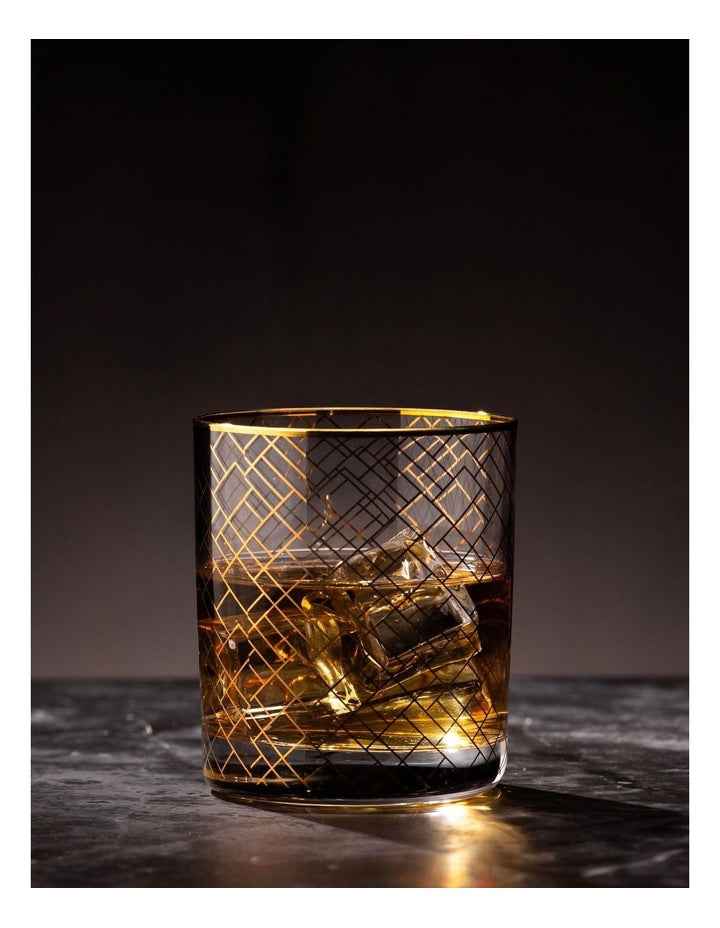 Winston Whisky Glass and Coaster Set 2 Pack in Clear