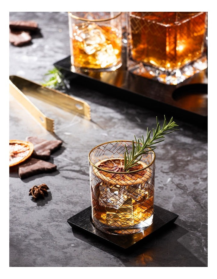 Winston Whisky Glass and Coaster Set 2 Pack in Clear