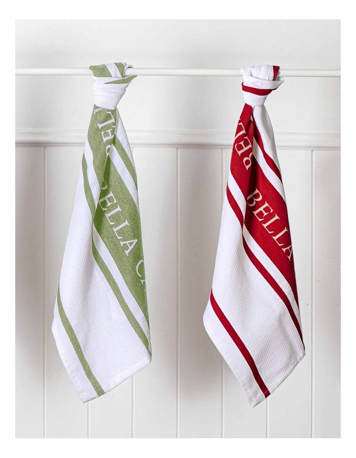 Bella Casa 2 Pack Kitchen Towel in Red