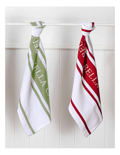 Bella Casa 2 Pack Kitchen Towel in Red