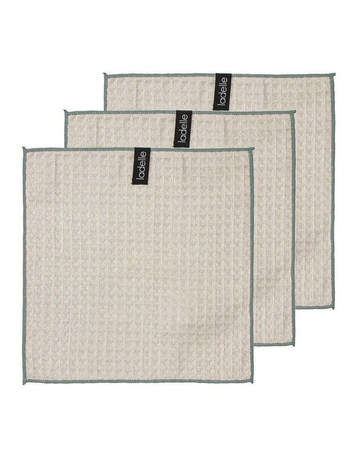 Mega Waffle Microfibre 30x30cm 3 Pack Dishcloth in Taupe