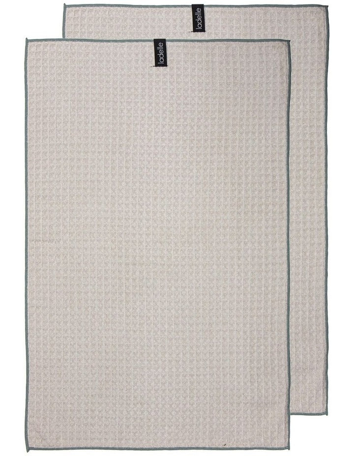 Mega Waffle Microfibre 2 Pack Kitchen Towel in Taupe
