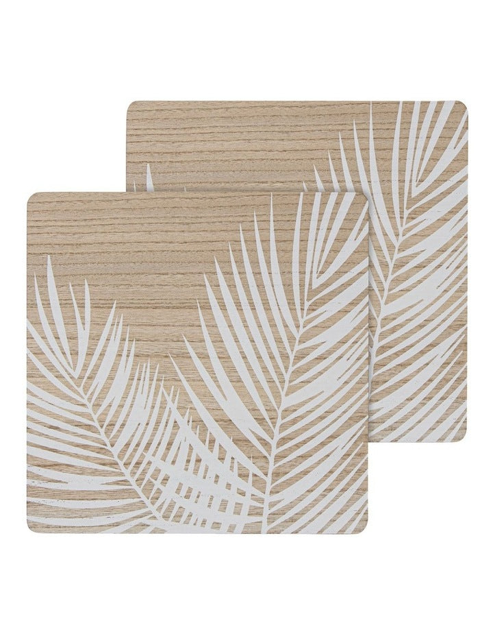 Veneer Palm Placemat 2 Pack in White