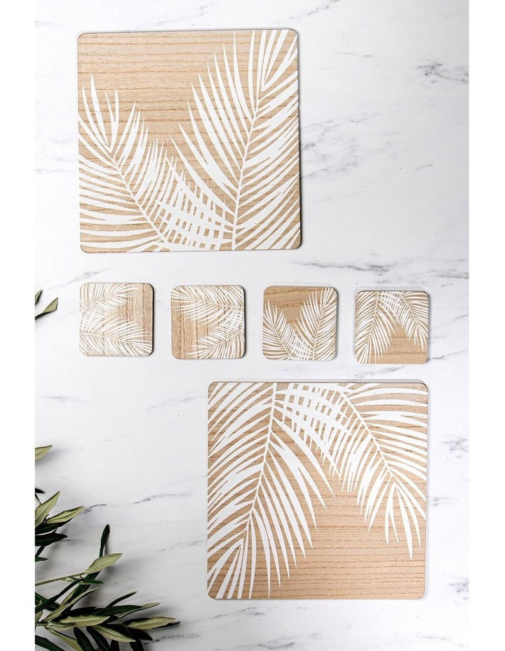 Veneer Palm Placemat 2 Pack in White