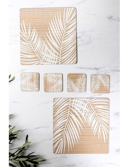Veneer Palm Placemat 2 Pack in White