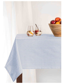 Pinstripe 150x300cm Tablecloth in Light Blue