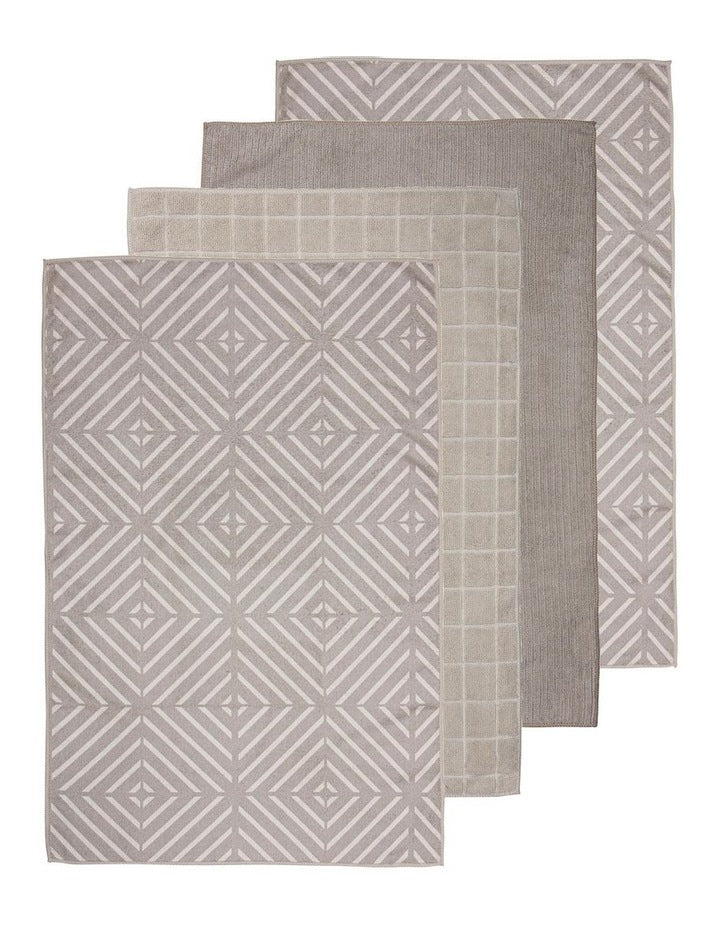Benton Microfibre Kitchen Towel 4 Pack in Taupe