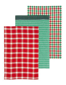 Dasher Christmas Brick 3 Pack Kitchen Towel Set in Multi