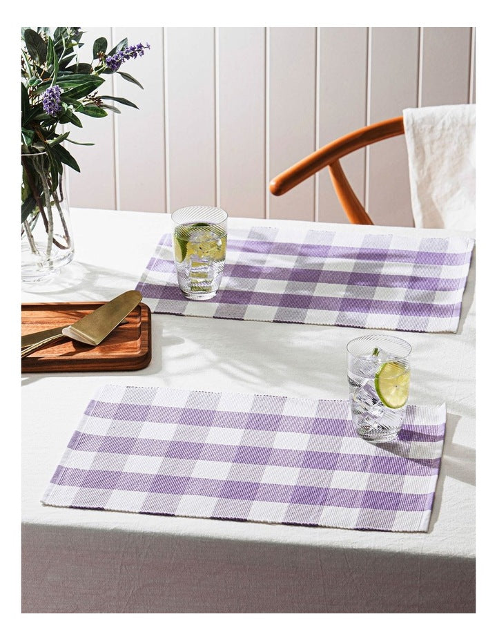 Gingham Ribbed Placemat 4 Pack in Lilac