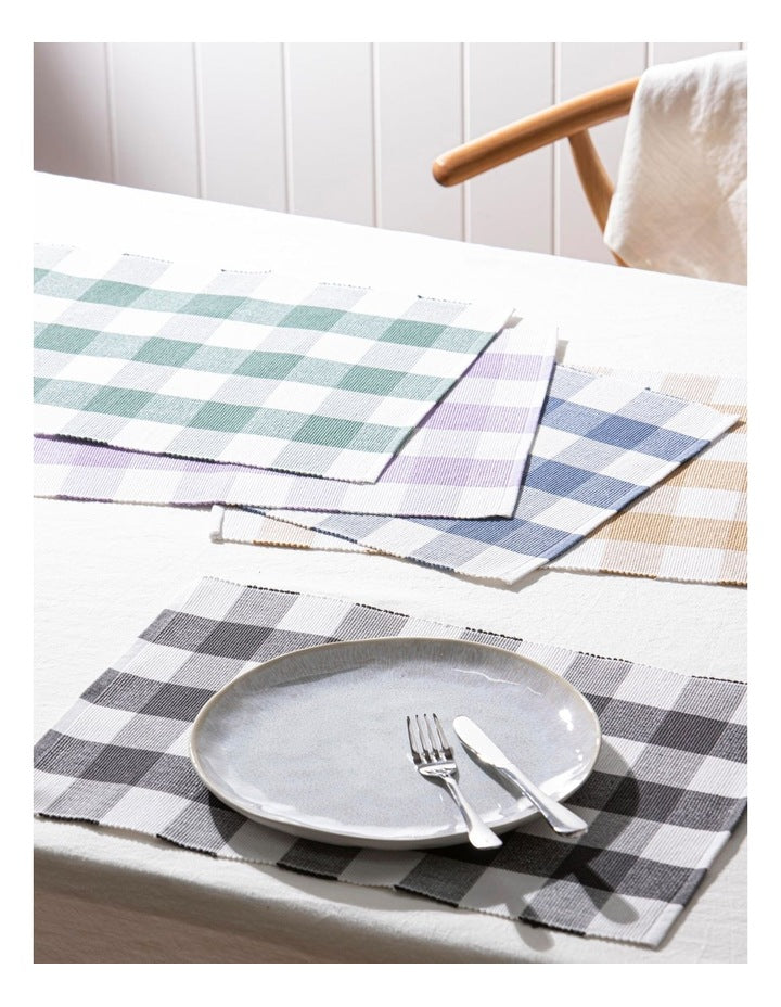 Gingham Ribbed Placemat 4 Pack in Lilac
