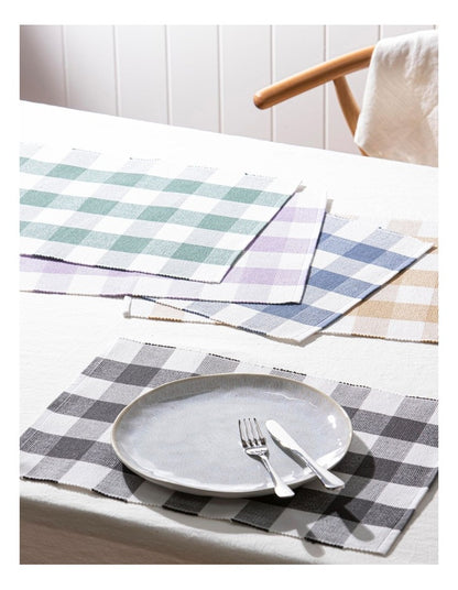 Gingham Ribbed Placemat 4 Pack in Lilac