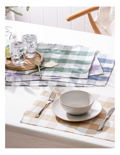 Gingham Ribbed Placemat 4 Pack in Lilac