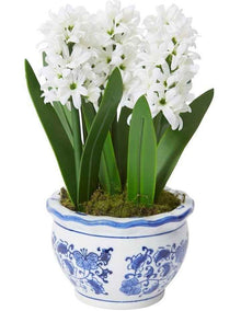 Hyacinths Chinoiserie Bowl in White