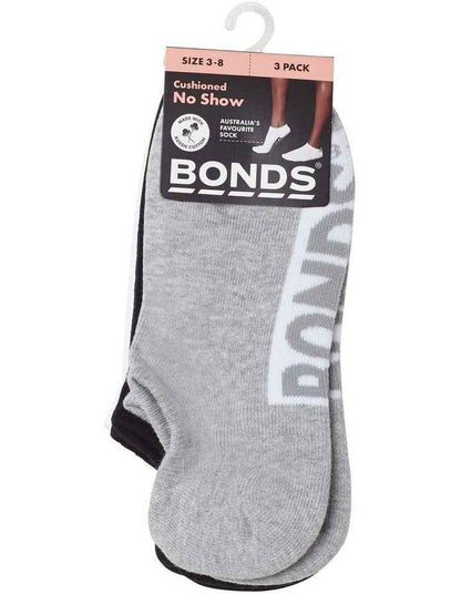 Logo Cushioned No Show Socks 3 Pack in Multi