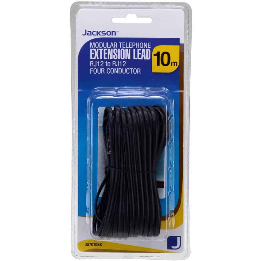Jackson Modular Telephone Extension Lead 10m (Black)