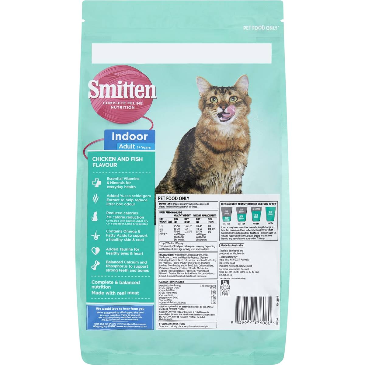 Smitten Indoor Dry Cat Food Chicken & Fish Flavour Adult 1kg