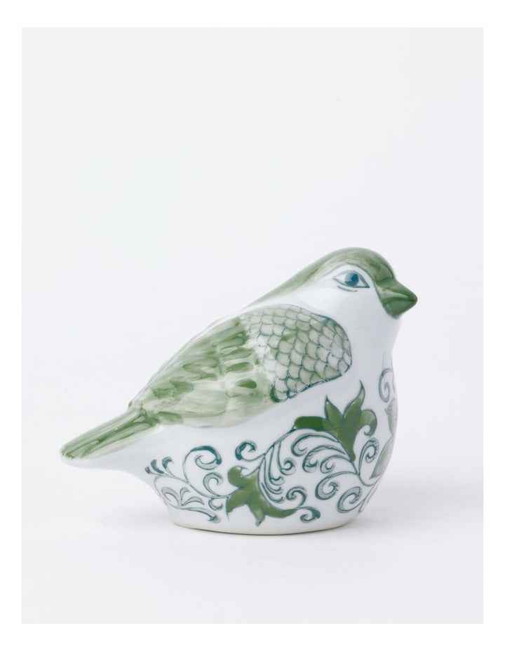 Hand-Painted Porcelain Bird Sculpture 29x11cm in Green