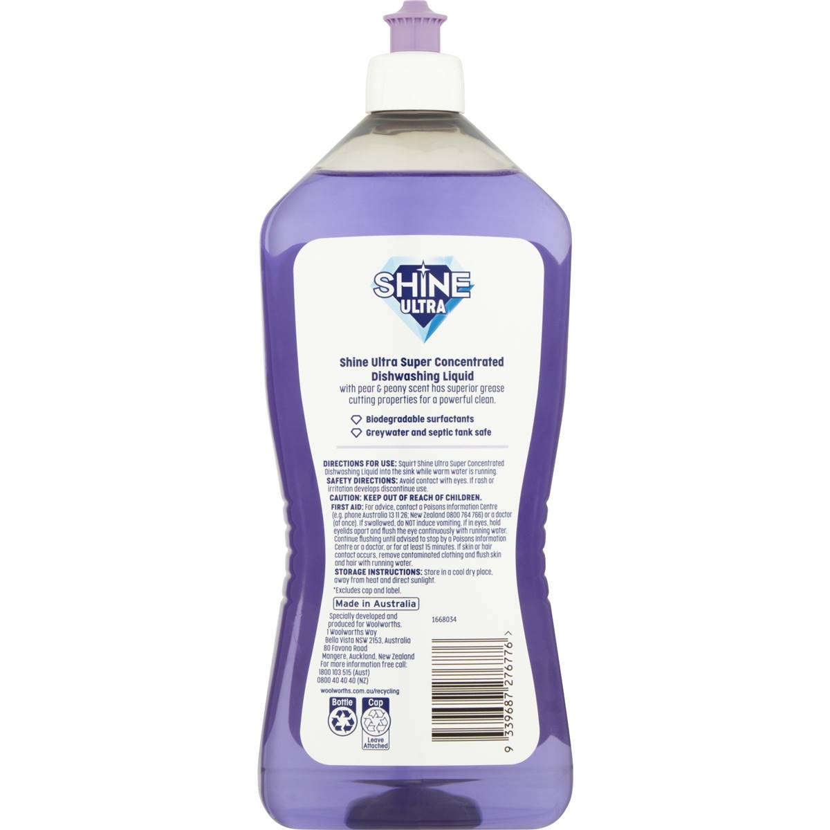 Shine Ultra Dishwashing Liquid Pear And Peony 900ml