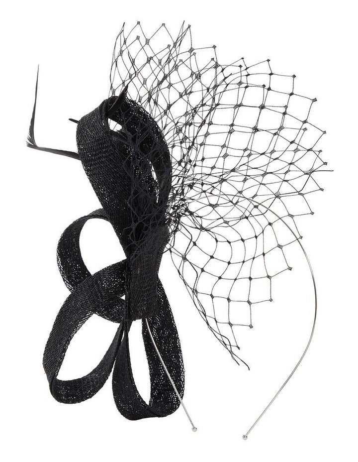 Veiling Fascinator Sin Bow in Black
