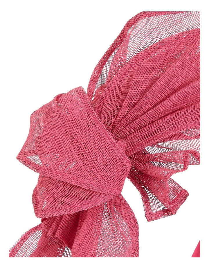 Sinamay Side Leaf Flower Fascinator Headband in Fuchsia