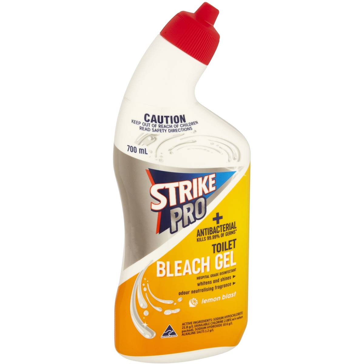 Strike Pro Antibacterial Bleach Gel Toilet Cleaner Lemon Blast 700ml