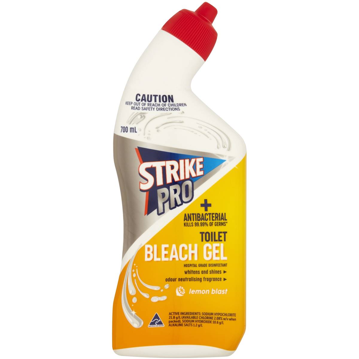 Strike Pro Antibacterial Bleach Gel Toilet Cleaner Lemon Blast 700ml