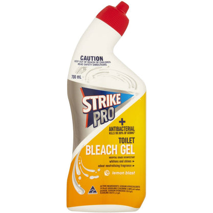 Strike Pro Antibacterial Bleach Gel Toilet Cleaner Lemon Blast 700ml