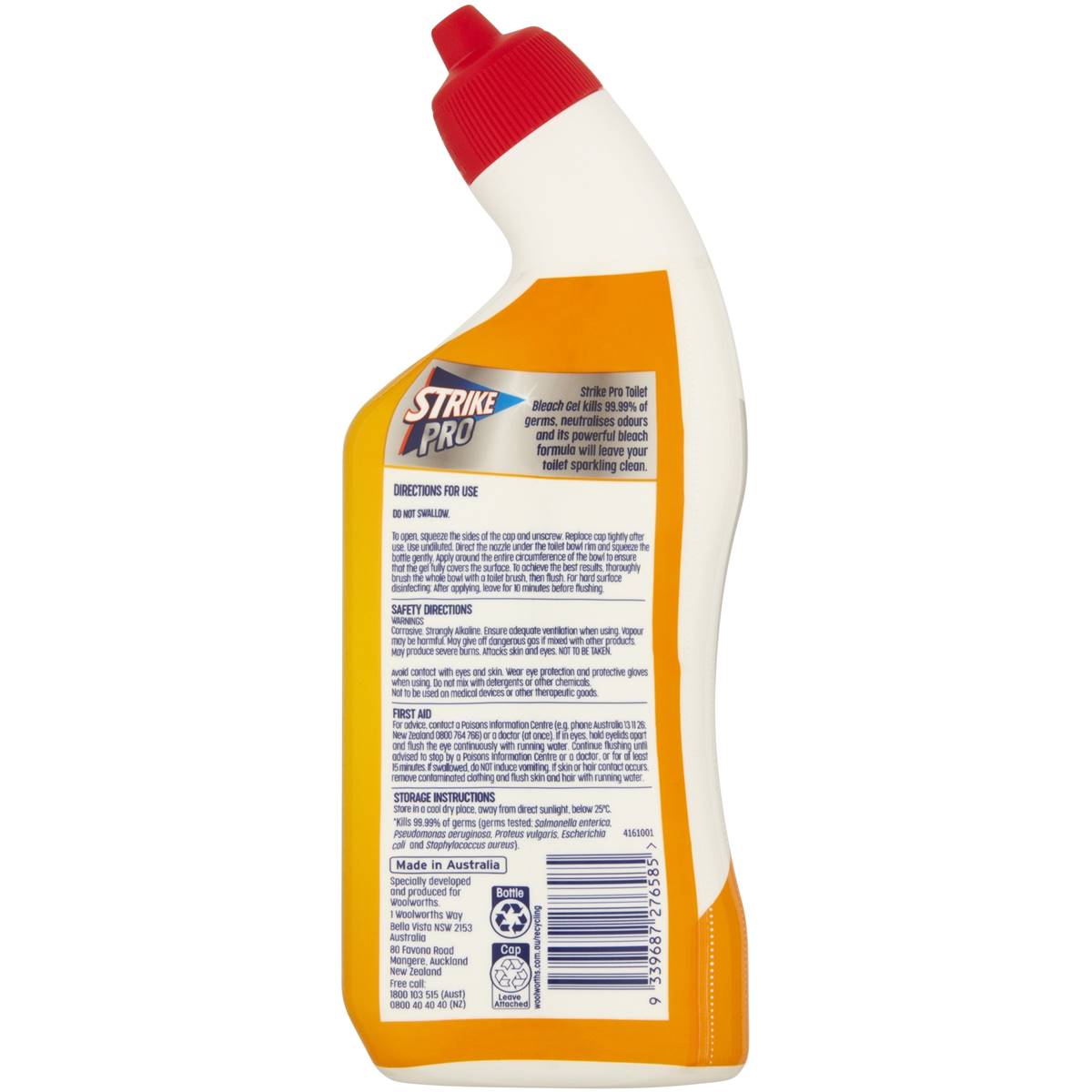 Strike Pro Antibacterial Bleach Gel Toilet Cleaner Lemon Blast 700ml